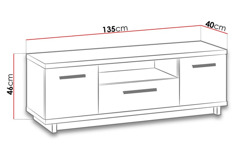 ILMARI TV-bänk 40x135 cm Ek/Svart - Ek/Svart - Möbler - Vardagsrum - Tv-möbler & mediamöbler - Tv-bänkar
