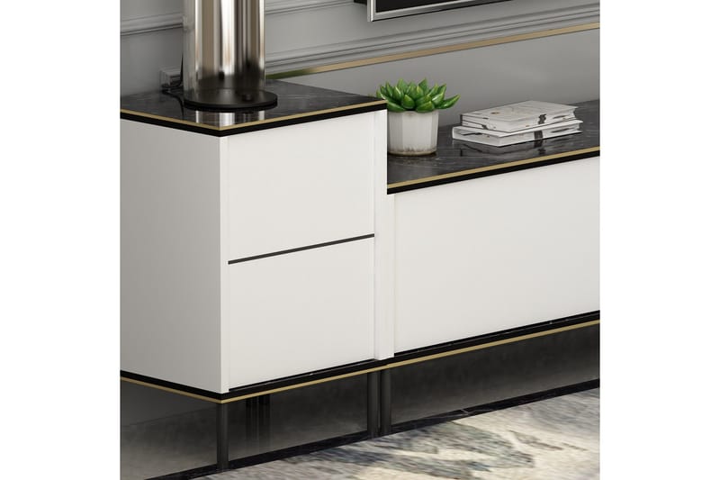 Imaj Tv-bänk 260 cm - Guld/Svart/Vit - Möbler - Vardagsrum - Tv-möbler & mediamöbler - Tv-bänkar