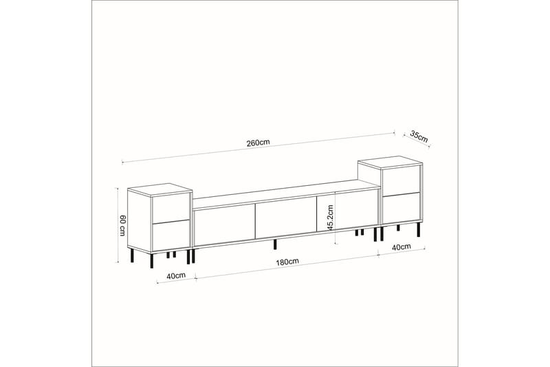 Imaj Tv-bänk 260 cm - Guld/Svart/Vit - Möbler - Vardagsrum - Tv-möbler & mediamöbler - Tv-bänkar