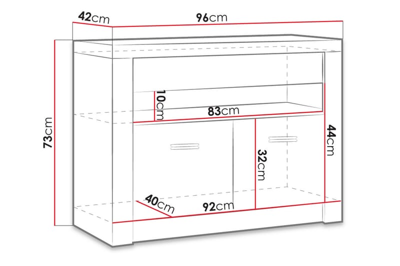 INDIANAPOLIS TV-bänk 96x42x73 cm - Vit - Möbler - Vardagsrum - Tv-möbler & mediamöbler - Tv-bänkar
