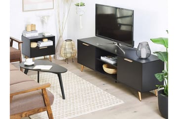 Indio Golvstående TV-bänk 166 cm med Förvaring i Trä med Metallben - Svart - Möbler - Vardagsrum - Tv-möbler & mediamöbler - Tv-bänkar