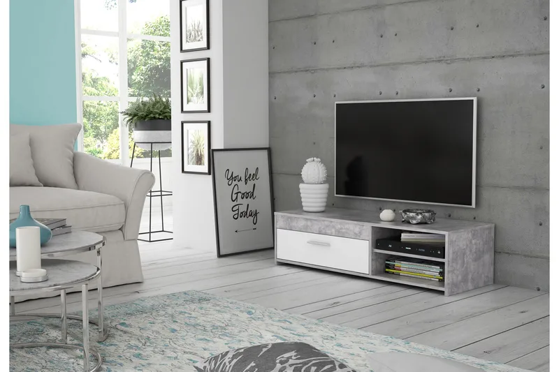 Iztaza Tv-bänk 120 cm - Betonggrå/Vit - Möbler - Vardagsrum - Tv-möbler & mediamöbler - Tv-bänkar