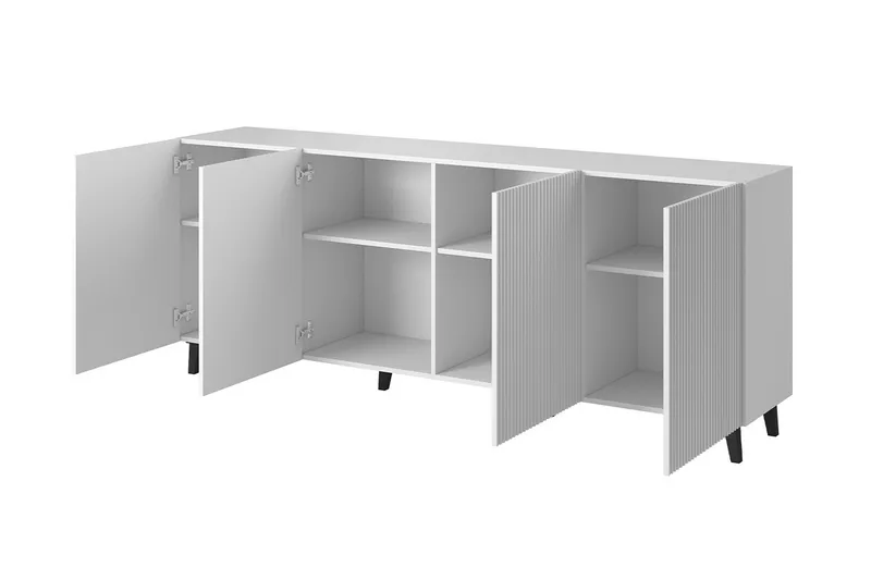 Juniskär Skänk med Förvaring 40x82x200 cm - Vit / Svart / Trä / Ribbad - Möbler - Vardagsrum - Tv-möbler & mediamöbler - Tv-bänkar