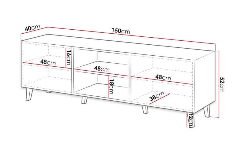 Juniskär Tv-bänk 40x52x150  cm Svart - Tv-bänkar