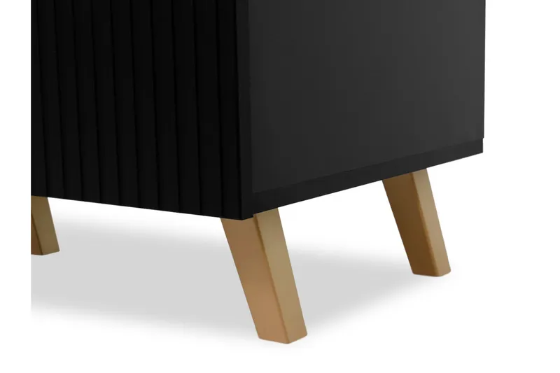 Juniskär Tv bänk med Förvaring + Hyllor 40x52x200 - Svart / Brun / Ribbad - Möbler - Vardagsrum - Tv-möbler & mediamöbler - Tv-bänkar