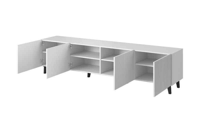 Juniskär Tv bänk med Förvaring + Hyllor 40x52x200 - Svart / Brun / Ribbad - Möbler - Vardagsrum - Tv-möbler & mediamöbler - Tv-bänkar