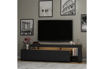 Jurukovo Golvstående TV Bänk 192 cm med Förvaring i Målat Trä - Antracit - Möbler - Vardagsrum - Tv-möbler & mediamöbler - Tv-bänkar
