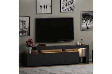 Jurukovo Golvstående TV Bänk 192 cm med Förvaring i Målat Trä - Antracit - Möbler - Vardagsrum - Tv-möbler & mediamöbler - Tv-bänkar