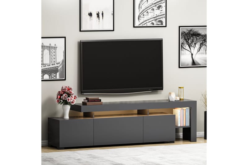 Jurukovo Tv-bänk 192 cm - Antracit - Möbler - Vardagsrum - Tv-möbler & mediamöbler - Tv-bänkar