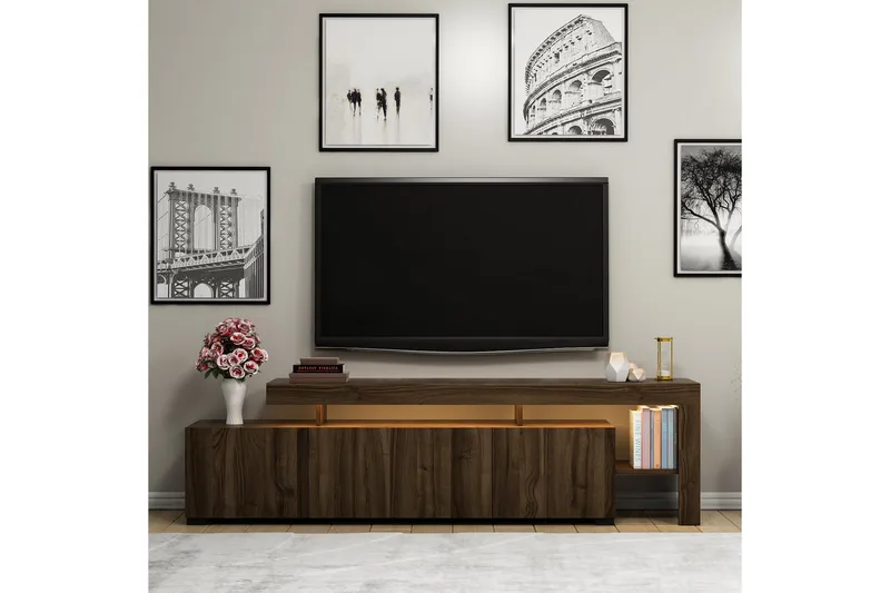 Jurukovo Tv-bänk 192x37 cm Brun - Hanah Home - Möbler - Vardagsrum - Tv-möbler & mediamöbler - Tv-bänkar