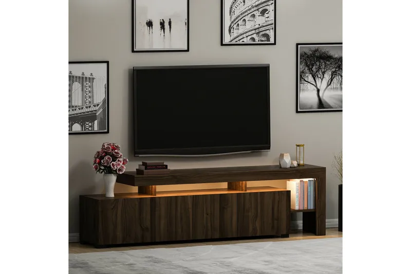 Jurukovo Tv-bänk 192x37 cm Brun - Hanah Home - Möbler - Vardagsrum - Tv-möbler & mediamöbler - Tv-bänkar