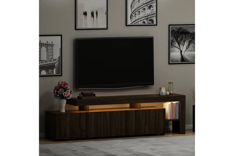 Jurukovo Tv-bänk 192x37 cm Brun - Hanah Home - Möbler - Vardagsrum - Tv-möbler & mediamöbler - Tv-bänkar