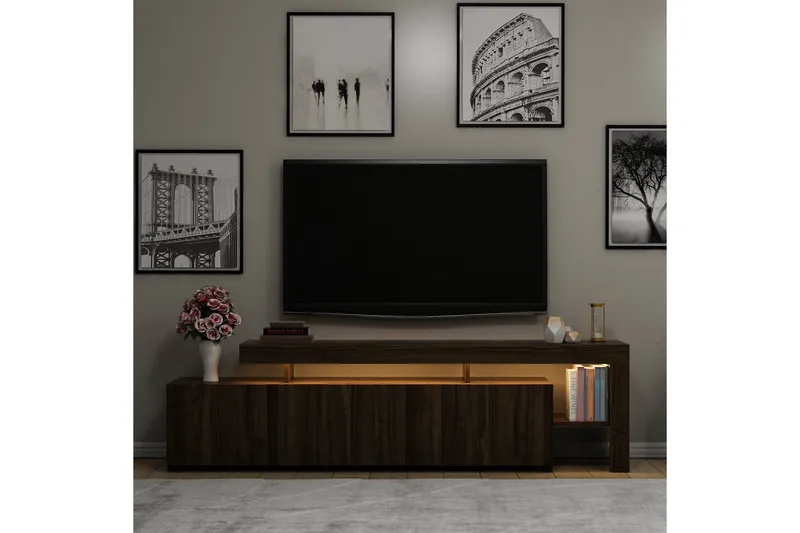 Jurukovo Tv-bänk 192x37 cm Brun - Hanah Home - Möbler - Vardagsrum - Tv-möbler & mediamöbler - Tv-bänkar