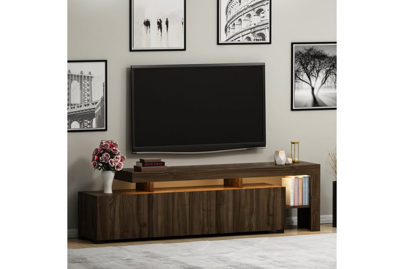 JURUKOVO Tv-bänk 192x37 cm Brun - Möbler - Vardagsrum - Tv-möbler & mediamöbler - Tv-bänkar