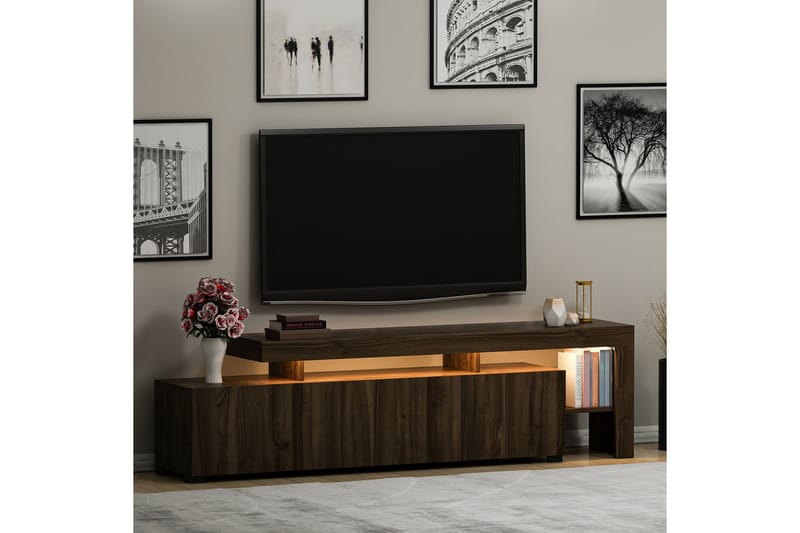 JURUKOVO Tv-bänk 192x37 cm Brun - Möbler - Vardagsrum - Tv-möbler & mediamöbler - Tv-bänkar