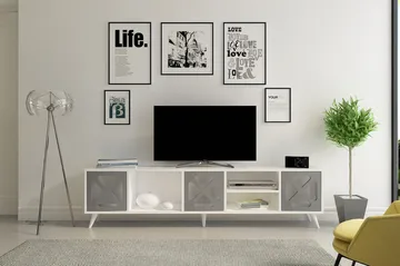 Kallboda Golvstående TV-bänk 180 cm med Förvaring i Målat Trä - Vit - Möbler - Vardagsrum - Tv-möbler & mediamöbler - Tv-bänkar