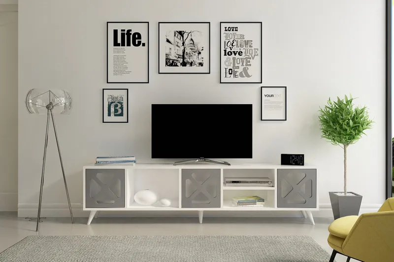 Kallboda Golvstående TV-bänk 180 cm med Förvaring i Målat Trä - Vit - Möbler - Vardagsrum - Tv-möbler & mediamöbler - Tv-bänkar