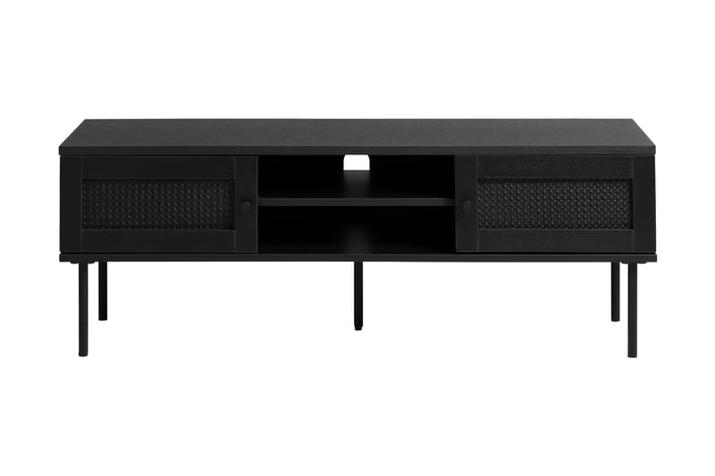 Kamello Golvstående Tv Bänk 120 cm med Förvaring i Målat Trä, Svart