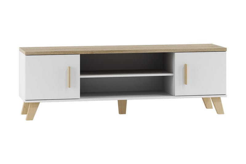 Kardos Golvstående TV-bänk 160 cm med Förvaring i Ek - Vit|Beige - Möbler - Vardagsrum - Tv-möbler & mediamöbler - Tv-bänkar