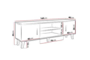 Kardos Golvstående TV-bänk 160 cm med Förvaring i Ek - Vit|Beige - Möbler - Vardagsrum - Tv-möbler & mediamöbler - Tv-bänkar