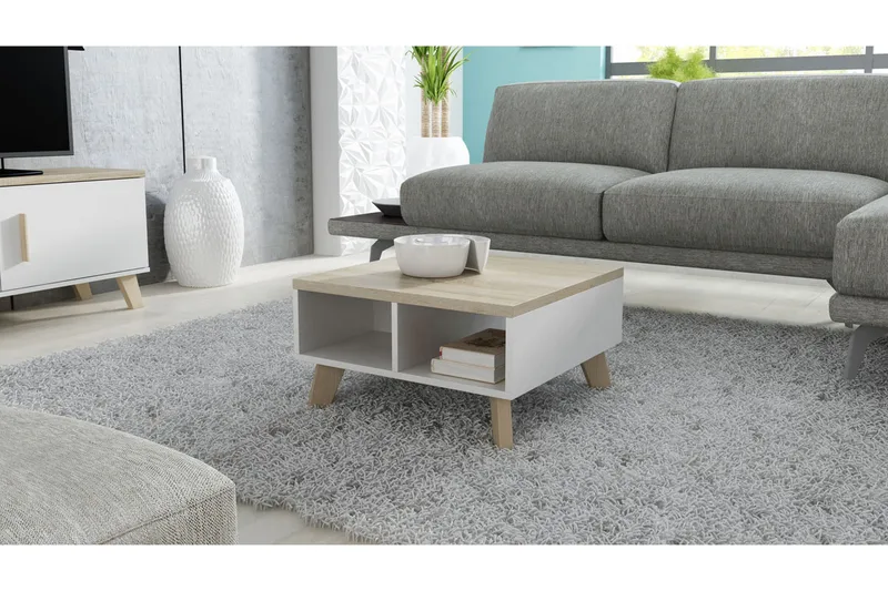 Kardos TV-bänk 60 cm - Vit/Ek - Möbler - Vardagsrum - Tv-möbler & mediamöbler - Tv-bänkar