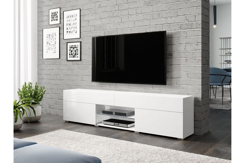 Kazuki Tv-bänk 34,5 cm Vit högglans - Vit - Möbler - Vardagsrum - Tv-möbler & mediamöbler - Tv-bänkar