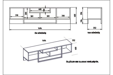 KEISA TV-Bänk 149 cm Vit/Svart/Ek - Vit/Svart/Ek - Möbler - Vardagsrum - Tv-möbler & mediamöbler - Tv-bänkar