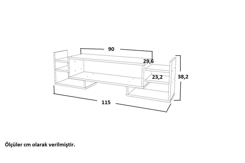 KELLY Tv-bänk 90 cm Vit/Valnöt - Vit/Valnöt - Möbler - Vardagsrum - Tv-möbler & mediamöbler - Tv-bänkar