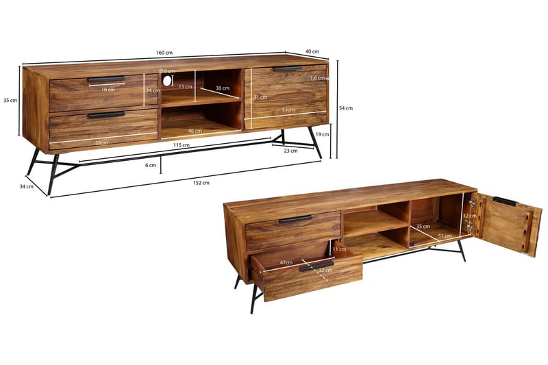 Kimbal TV-Bänk 160 cm - Trä/natur - Möbler - Vardagsrum - Tv-möbler & mediamöbler - Tv-bänkar