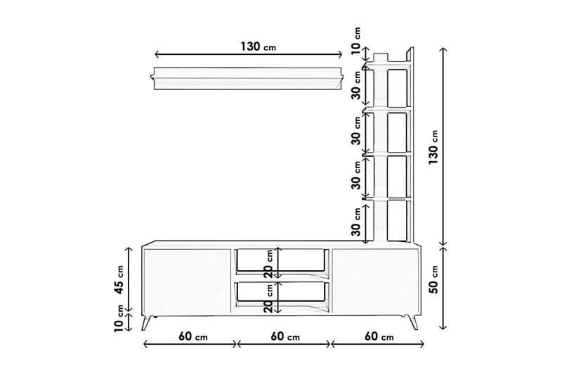 KOLEJI Tv-bänk 180 cm Vit - Tv-bänkar