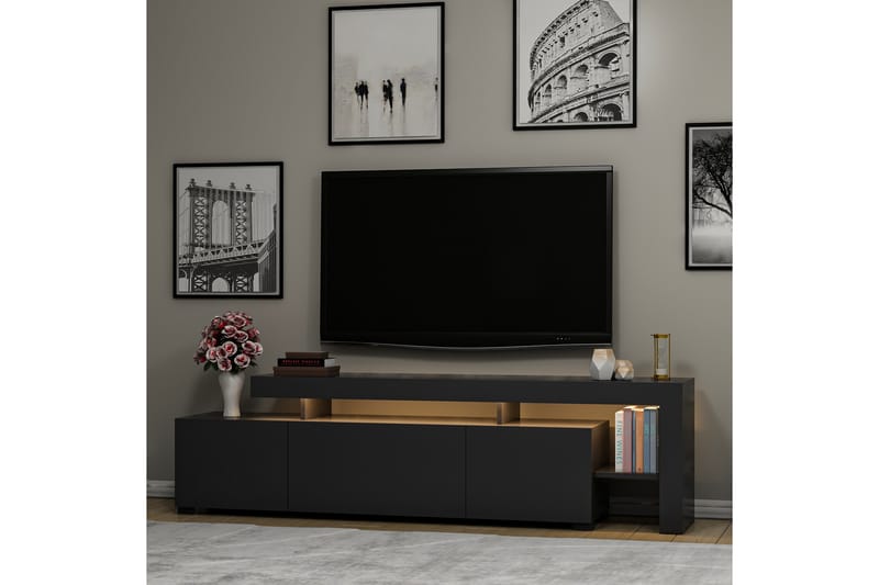 KUZOVO Tv-bänk 192 cm Antracit - Möbler - Vardagsrum - Tv-möbler & mediamöbler - Tv-bänkar