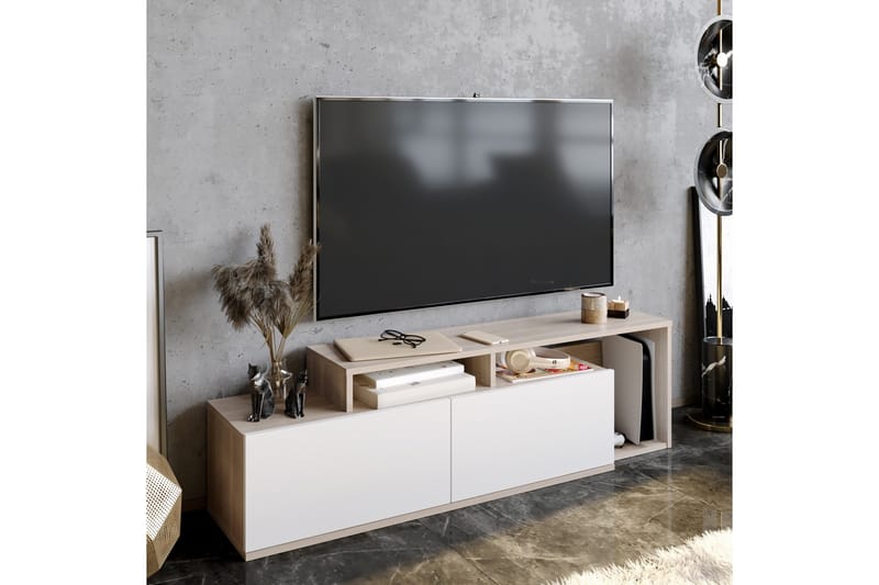 Lameyze Golvstående TV Bänk 149,8 cm med Förvaring i Målat Trä - Vit - Möbler - Vardagsrum - Tv-möbler & mediamöbler - Tv-bänkar