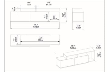 Lameyze Tv-bänk 150 cm - Mörkbrun/Svart - Möbler - Vardagsrum - Tv-möbler & mediamöbler - Tv-bänkar
