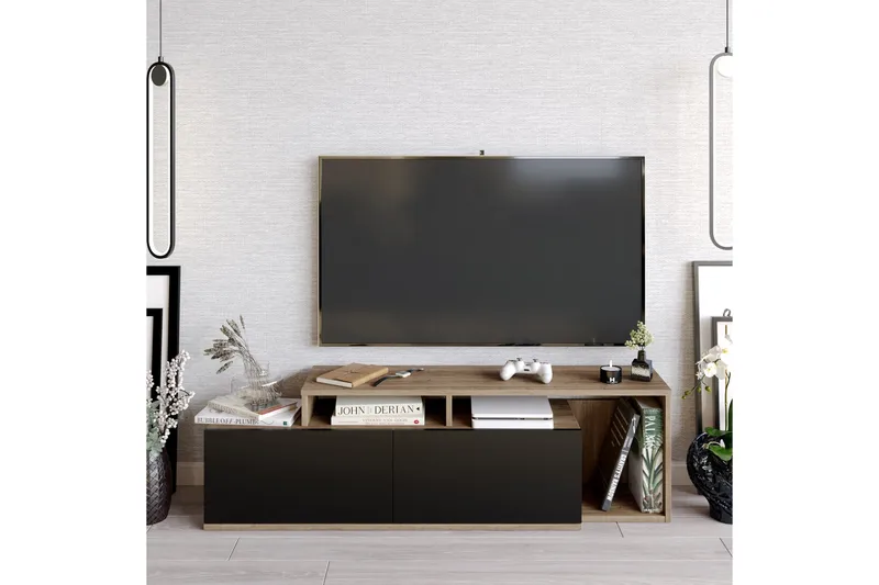 Lameyze Tv-bänk 150 cm - Mörkbrun/Svart - Möbler - Vardagsrum - Tv-möbler & mediamöbler - Tv-bänkar