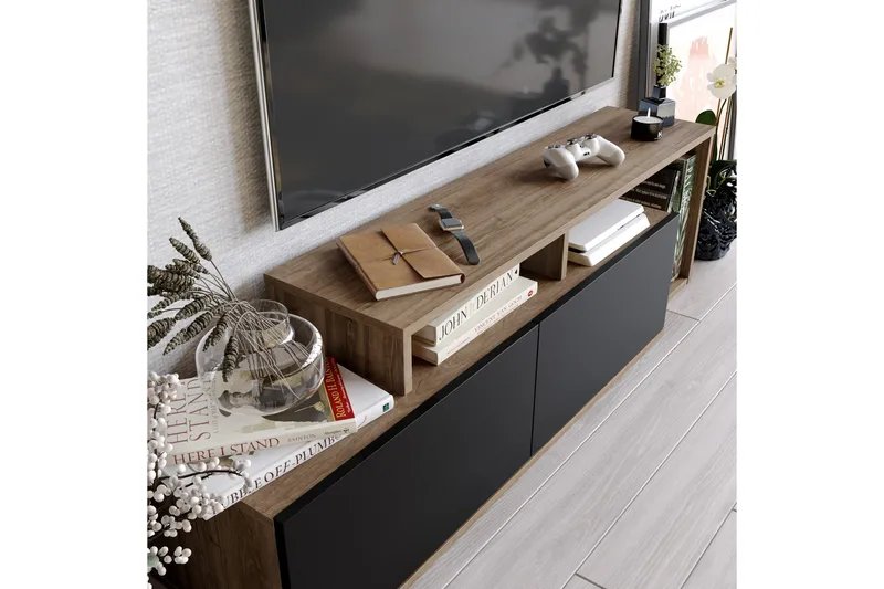 Lameyze Tv-bänk 150 cm - Mörkbrun/Svart - Möbler - Vardagsrum - Tv-möbler & mediamöbler - Tv-bänkar