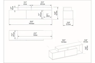 Lameyze Tv-bänk 150 cm - Natur/Vit - Möbler - Vardagsrum - Tv-möbler & mediamöbler - Tv-bänkar