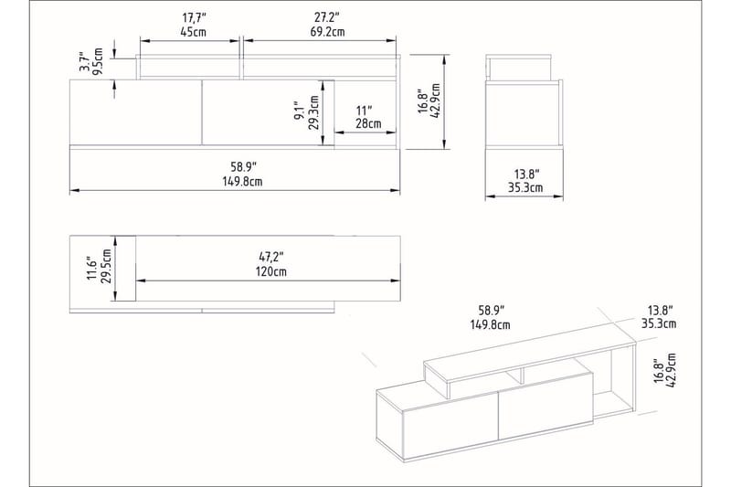 Lameyze Tv-bänk 150 cm - Natur/Vit - Möbler - Vardagsrum - Tv-möbler & mediamöbler - Tv-bänkar