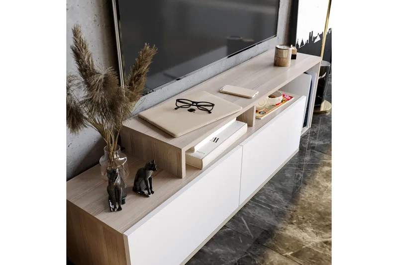 Lameyze Tv-bänk 150 cm - Natur/Vit - Möbler - Vardagsrum - Tv-möbler & mediamöbler - Tv-bänkar