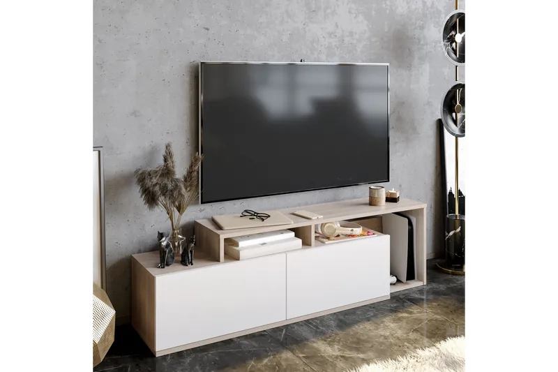 Lameyze Tv-bänk 150 cm - Natur/Vit - Möbler - Vardagsrum - Tv-möbler & mediamöbler - Tv-bänkar