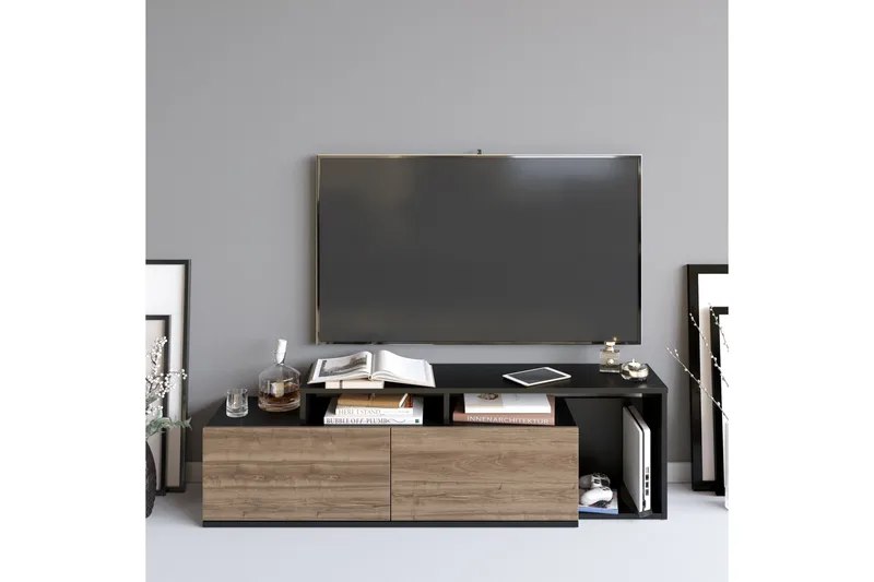 Lameyze Tv-bänk 150 cm - Svart/Mörkbrun - Möbler - Vardagsrum - Tv-möbler & mediamöbler - Tv-bänkar