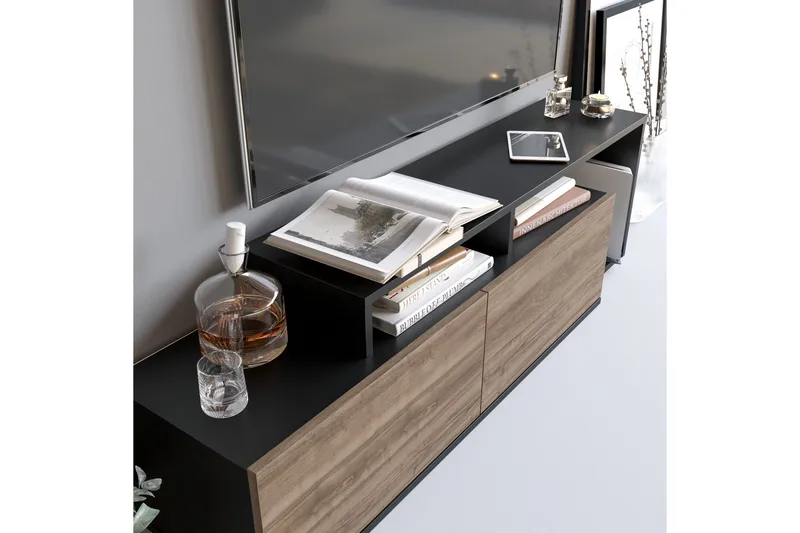 Lameyze Tv-bänk 150 cm - Svart/Mörkbrun - Möbler - Vardagsrum - Tv-möbler & mediamöbler - Tv-bänkar