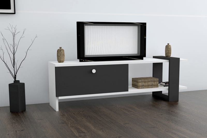 LARDIN TV-Bänk 120 cm Vit/Grå - Möbler - Vardagsrum - Tv-möbler & mediamöbler - Tv-bänkar