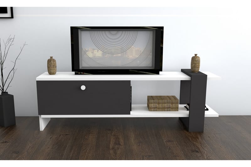 LARDIN TV-Bänk 120 cm Vit/Grå - Möbler - Vardagsrum - Tv-möbler & mediamöbler - Tv-bänkar