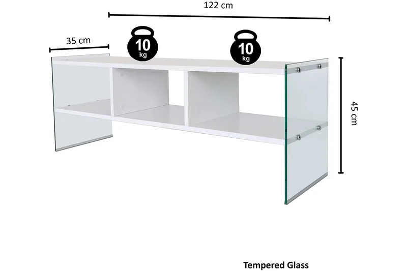 Lekkenne TV-bänk 122 cm - Vit - Möbler - Vardagsrum - Tv-möbler & mediamöbler - Tv-bänkar
