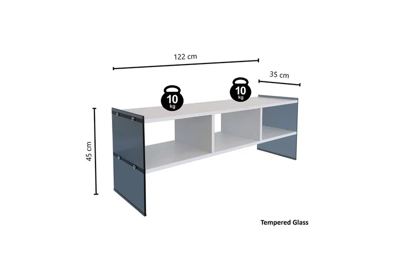 Lekkenne TV-bänk 122 cm - Vit/Grå - Möbler - Vardagsrum - Tv-möbler & mediamöbler - Tv-bänkar