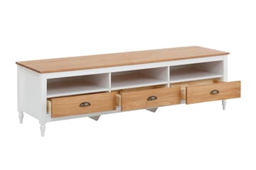 Lenham TV Bänk 110 cm med Förvaring i Ljust Trä - Vit|Beige - Möbler - Vardagsrum - Tv-möbler & mediamöbler - Tv-bänkar