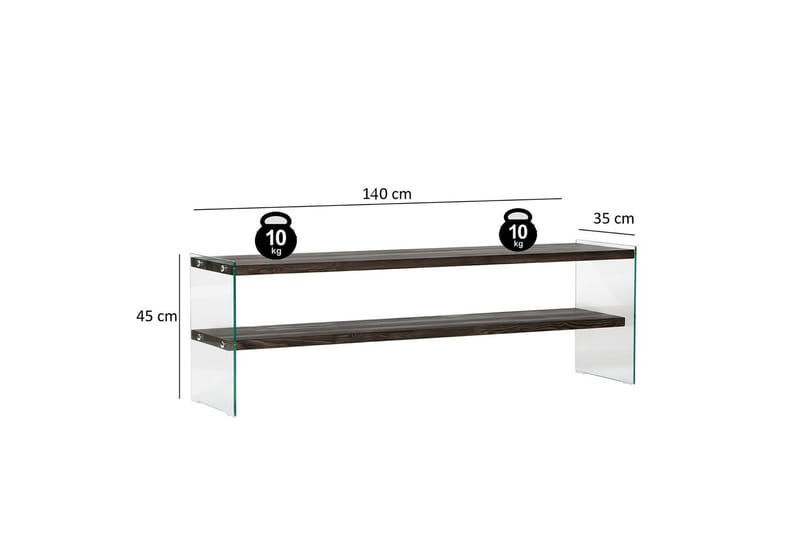 Lepinas Golvstående Tv Bänk 140 cm i Målat Trä - Mörkbrun - Möbler - Vardagsrum - Tv-möbler & mediamöbler - Tv-bänkar