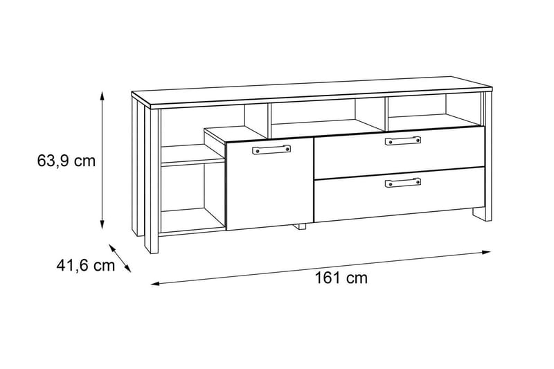 LEVALSA TV-Bänk 161 cm Brun/Grå - Möbler - Vardagsrum - Tv-möbler & mediamöbler - Tv-bänkar