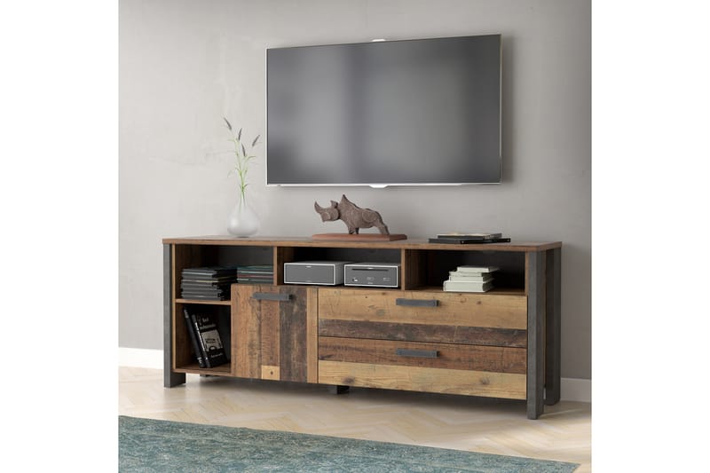 LEVALSA TV-Bänk 161 cm Brun/Grå - Möbler - Vardagsrum - Tv-möbler & mediamöbler - Tv-bänkar