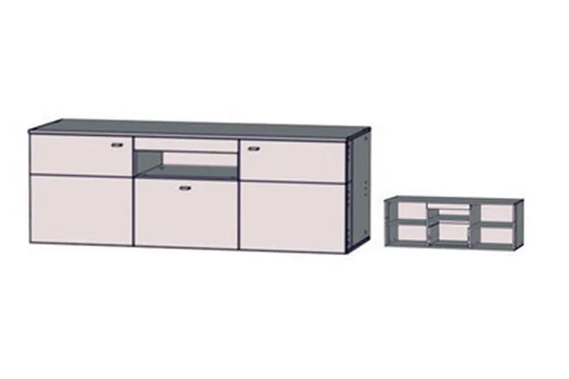 Lianne TV-bänk 150 cm  2 Dörrar Låda inkl Belysning - Plank Ek/Grå - Möbler - Vardagsrum - Tv-möbler & mediamöbler - Tv-bänkar